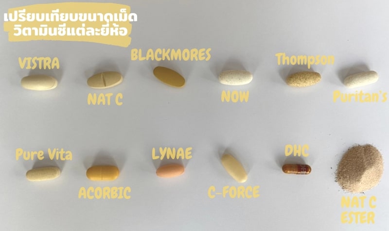 เปรียบเทียบวิตามินซีแต่ละยี่ห้อ