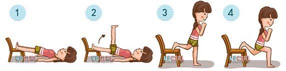 ท่านอนหงายพาดขาบนเก้าอี้