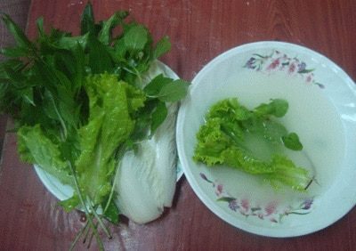 ล้างผักด้วยน้ำซาวข้าว
