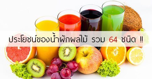 ประโยชน์ของน้ำผัก & น้ำผลไม้เพื่อสุขภาพ รวม 64 ชนิด !!